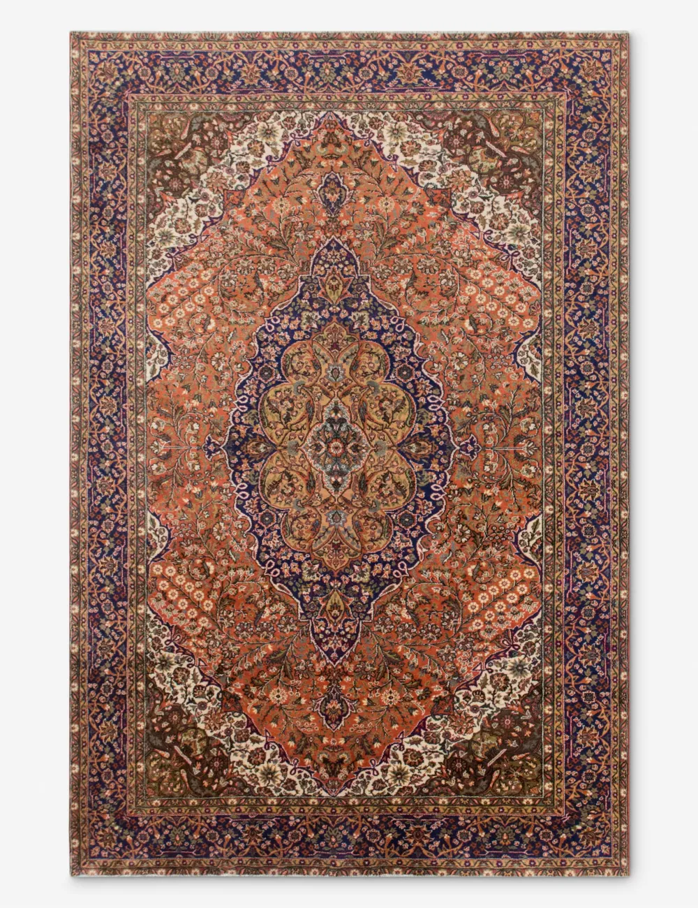 Vintage Inspired Rich Distinctive Turkish Inspired Hand Knotted Wool Area Rug