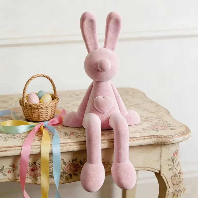 Flocked Bunny Figurine