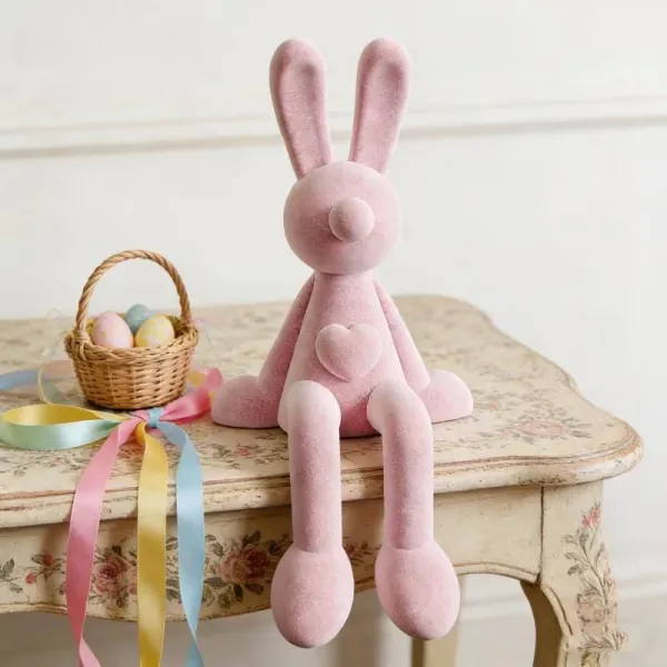 Flocked Bunny Figurine