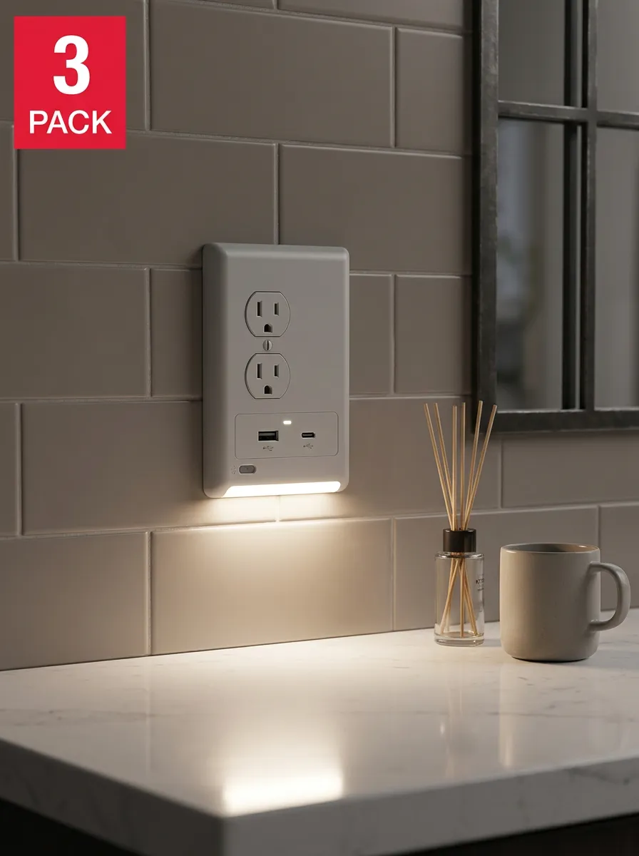 USB Night Light 3-Pack LED Outlet Cover
