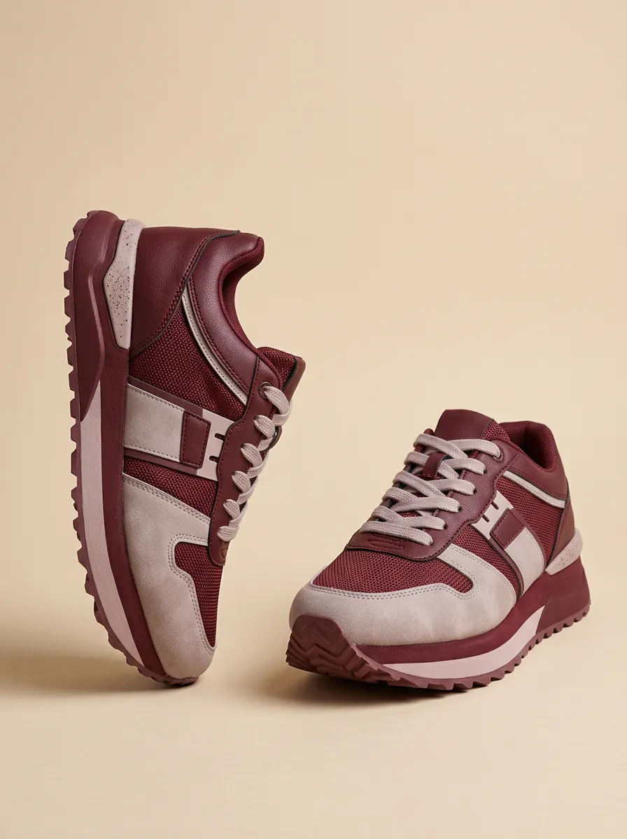Unisex Everyday Suede Mesh Colorblock Print Sneakers