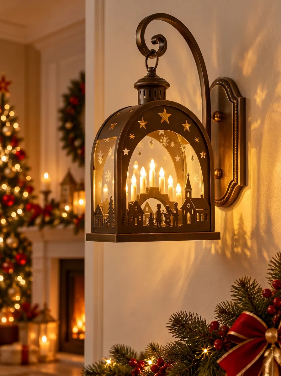 LED Village Scene Christmas Wall Light