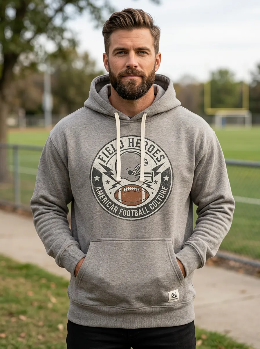 Men's American Football Field Heroes Helmet Graphic Hoodie