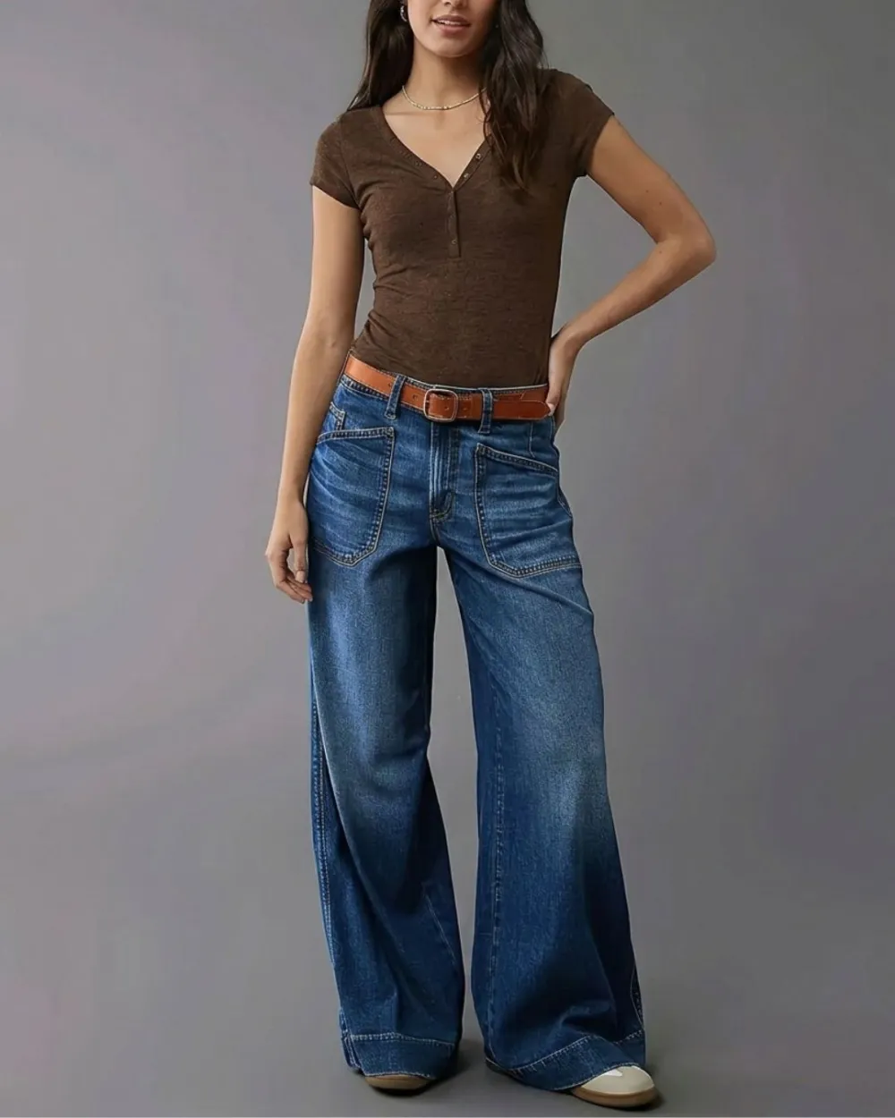 Casual Wide-Leg Straight Jeans