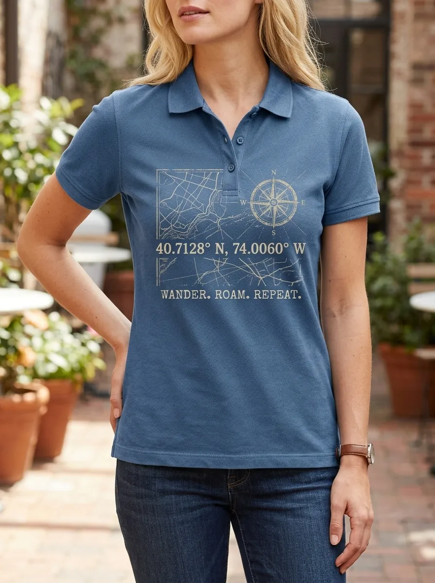 Travel Compass Map Casual Shirt