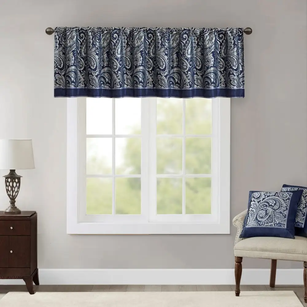 Tailored Faux Silk Paisley Rod-Pocket Classic Valance