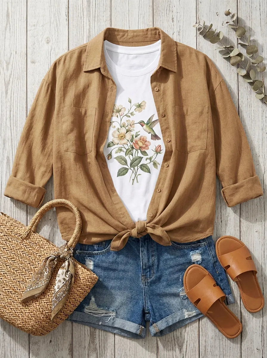 Everyday Nature Lover Hummingbird Floral T-Shirt
