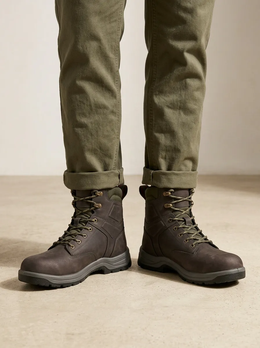 Unisex Everyday Outdoor Hiking Leather Print Work Boots