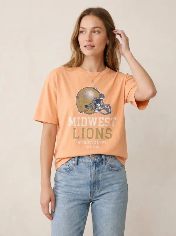 Women's Refined Helmet Football Ball Crew Neck Graphic T-Shirt