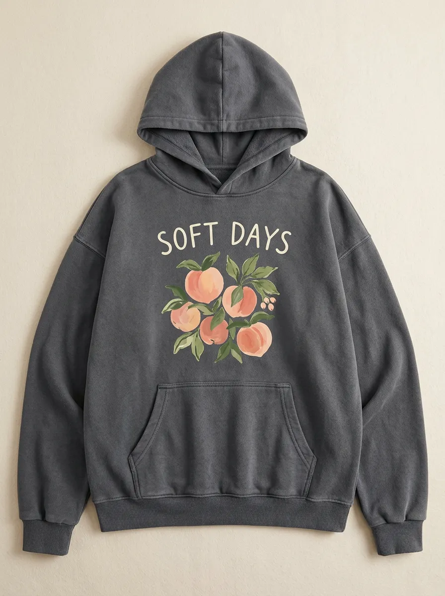 Soft Days Peach Fruit Hoodie