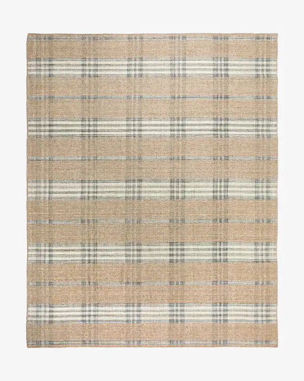 Gingham Handwoven PET Indoor-Outdoor Area Rug