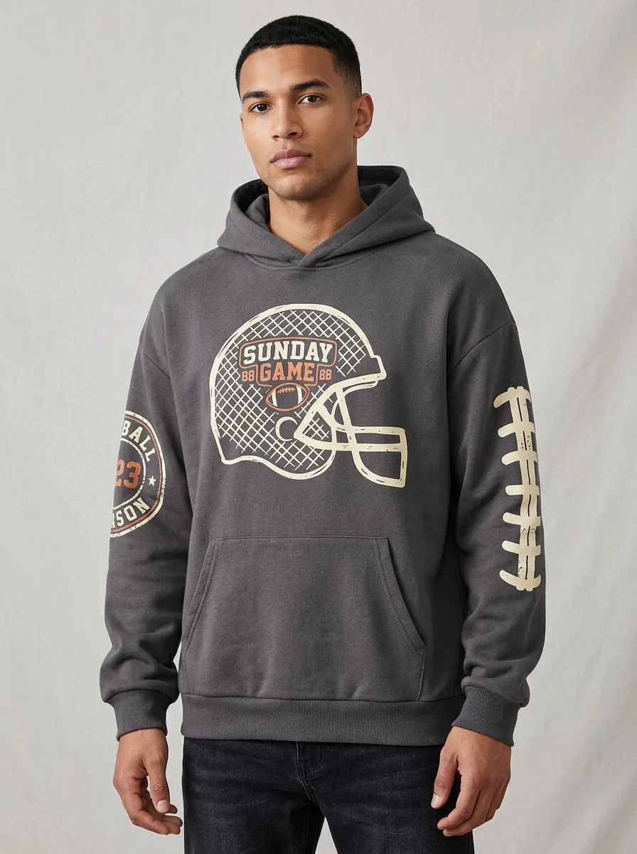 Men's American Football Sunday Game Helmet Hoodie