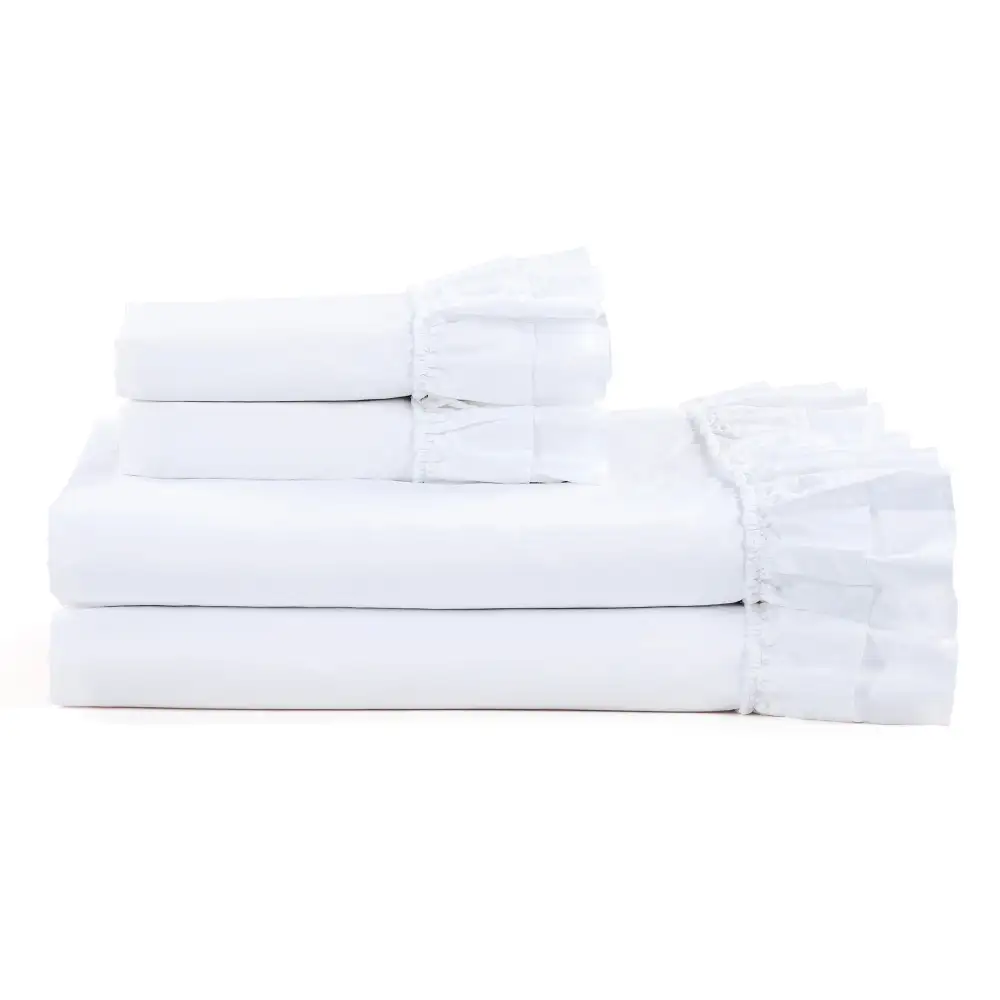 Cotton Sateen Ruffled Sheet Set