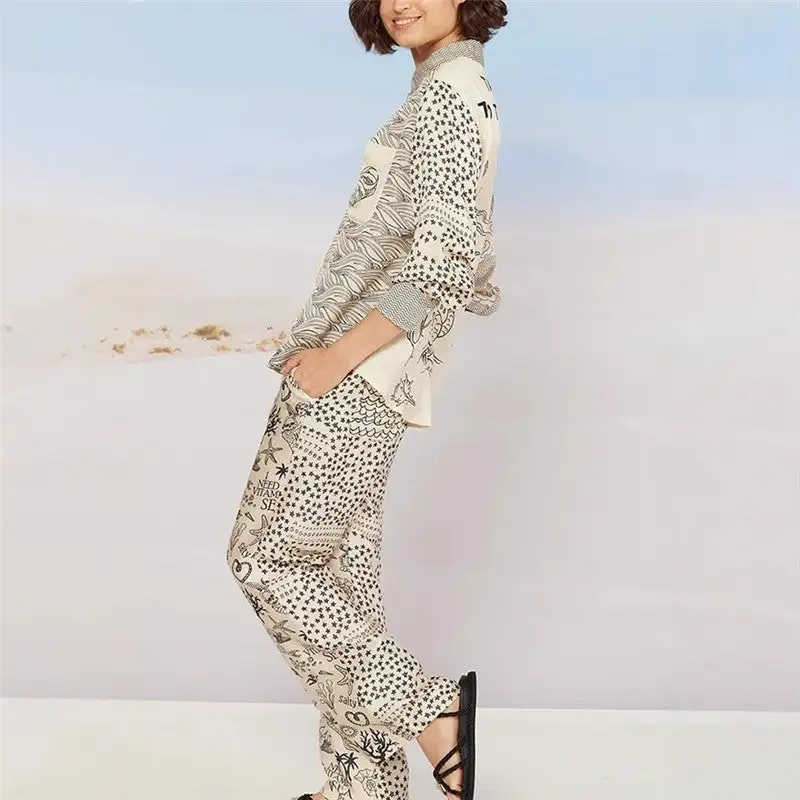 Floral Long Sleeve Shirt Pants Set