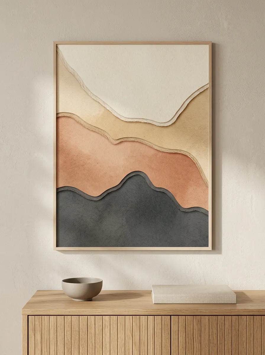Abstract Minimalist Layered Paper Printed Wall Art