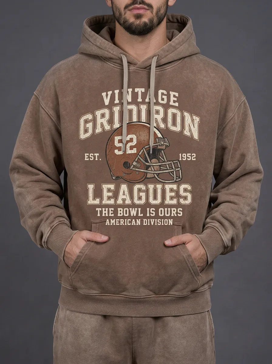 Men's American Football Vintage Gridiron Helmet Printed Hoodie
