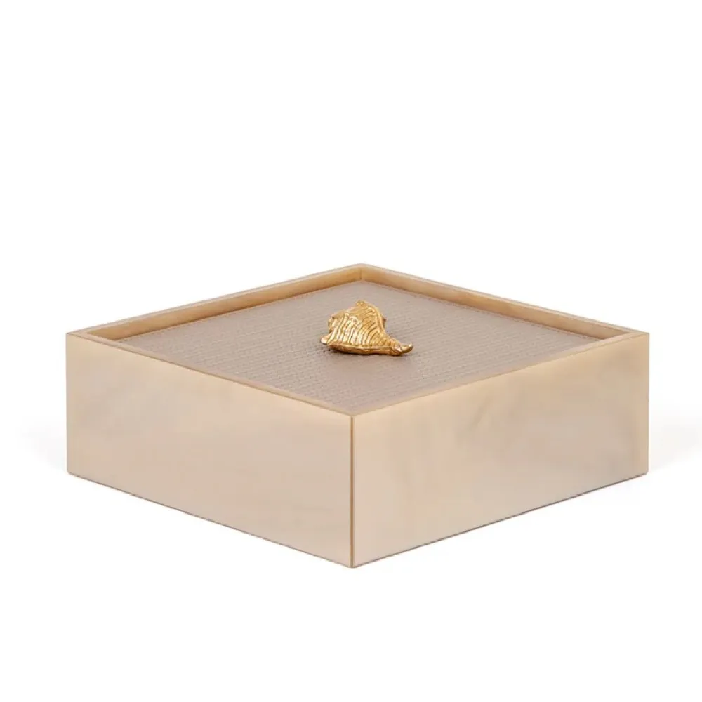 Textured Leather Lidded Square Box