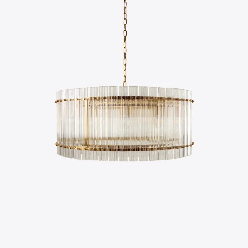 Ribbed Glass Drum Chandelier
