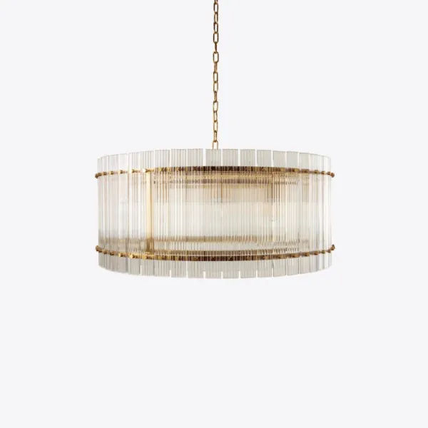 Ribbed Glass Drum Chandelier
