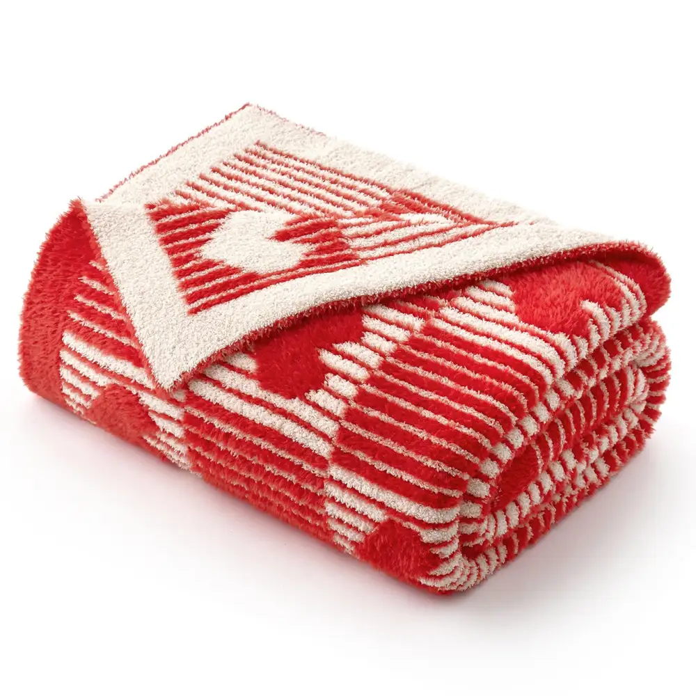 Cozy Heart-Motif Blanket