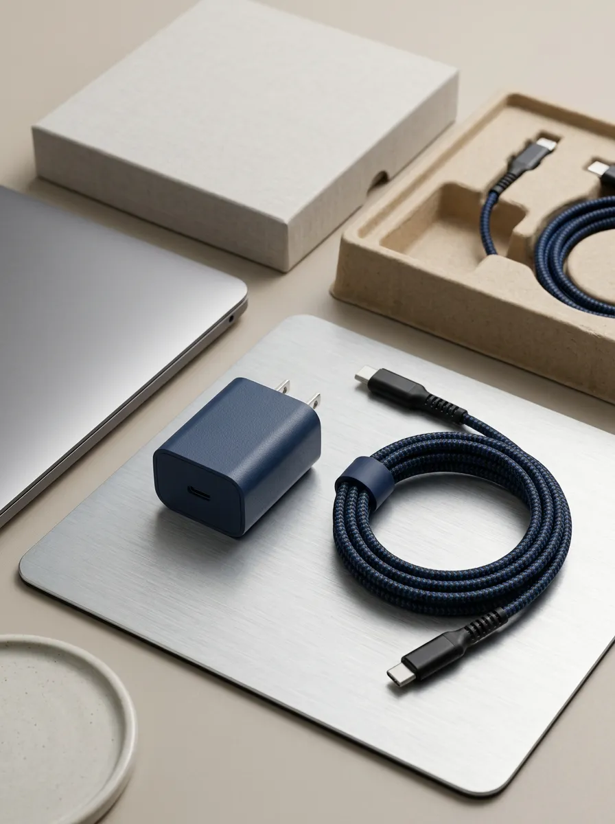 Navy Braided Charger and Cable Set