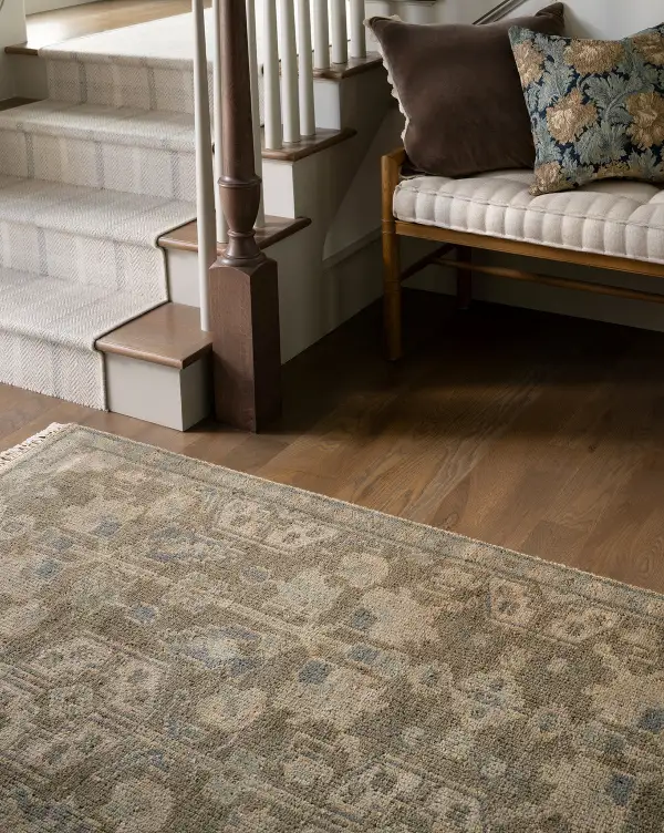 Bordered Hand-Knotted Wool Area Rug