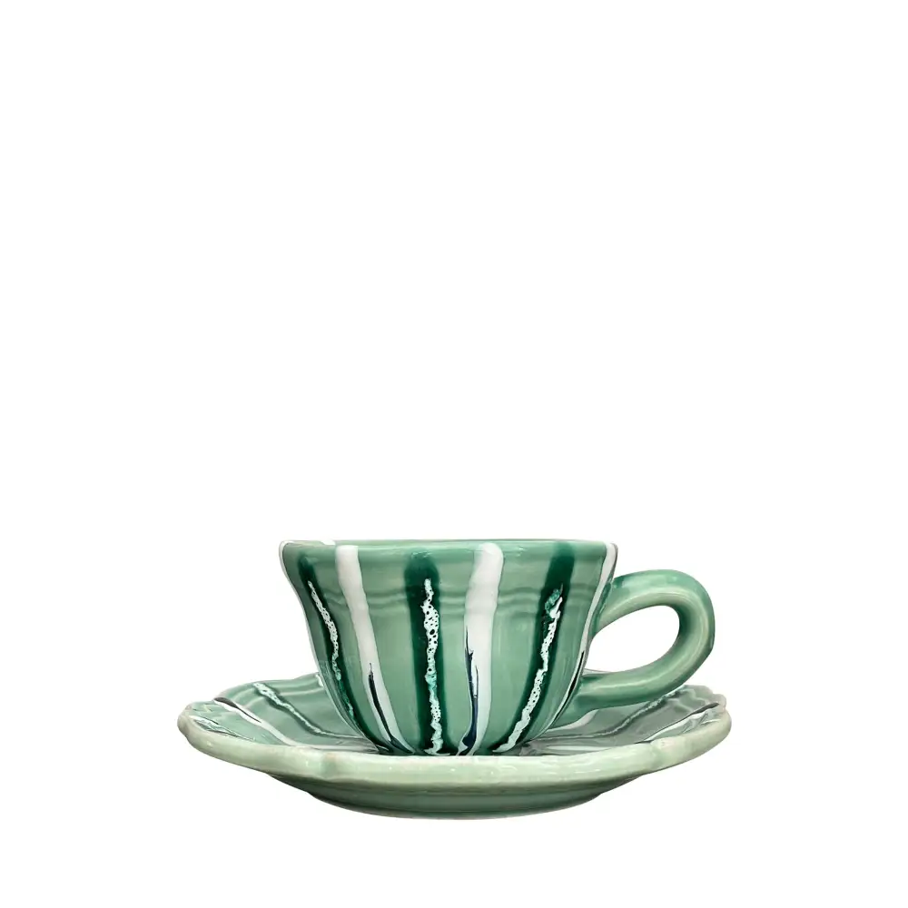 Hand-Painted Ceramic Coffee Cup And Saucer
