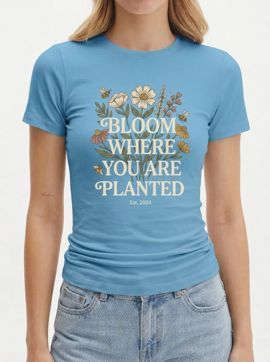 Floral Bee Bloom Where You Are Planted T-Shirt