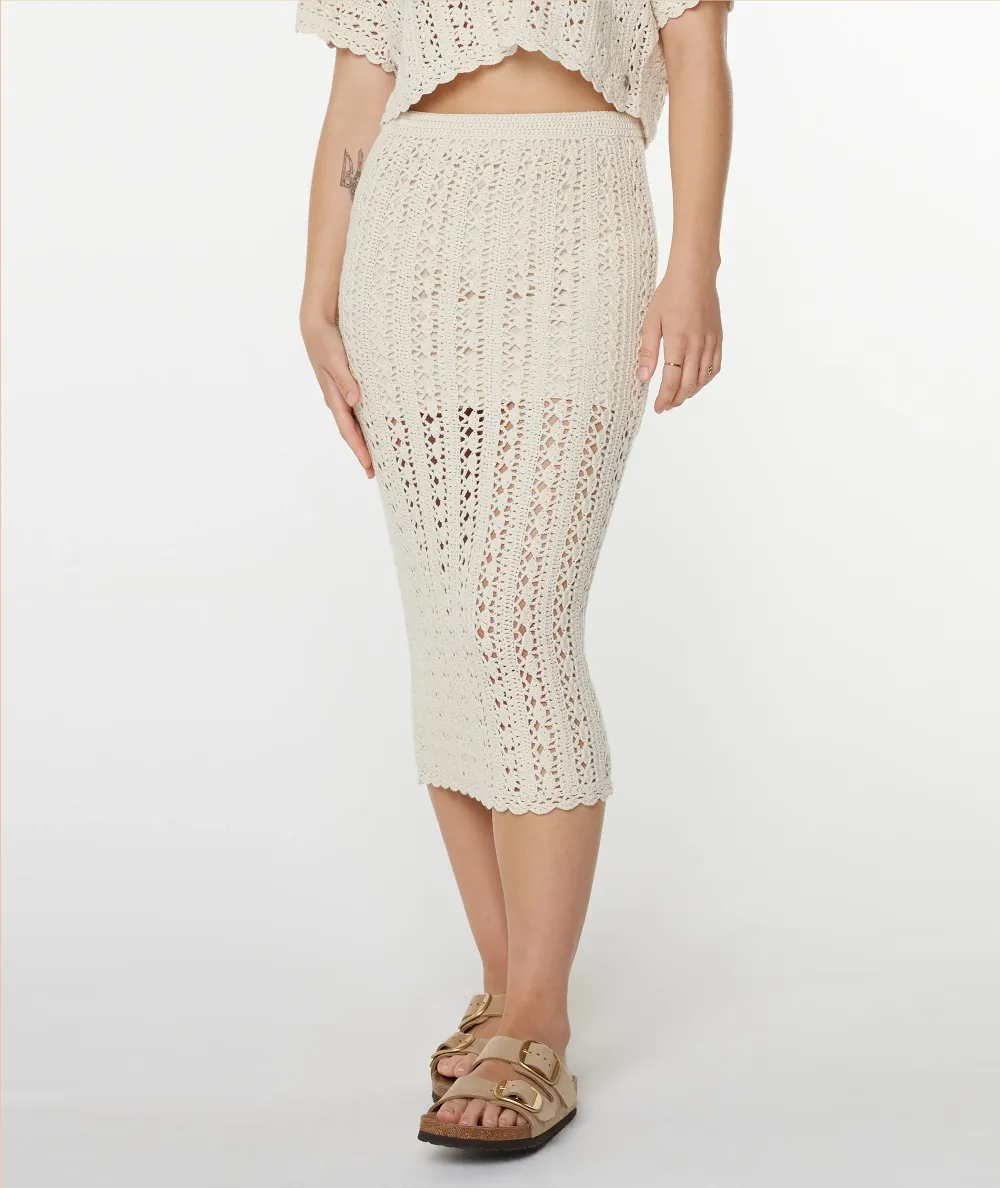 White Woven Lace-Up Slimming Half Skirt