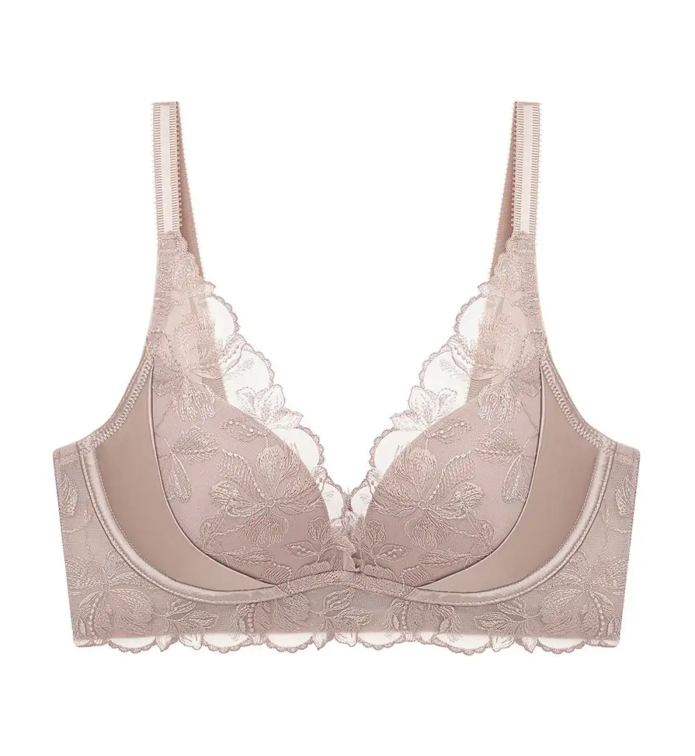 Women's Non-Wired Deep-V Push-Up Mesh Breathable Bra
