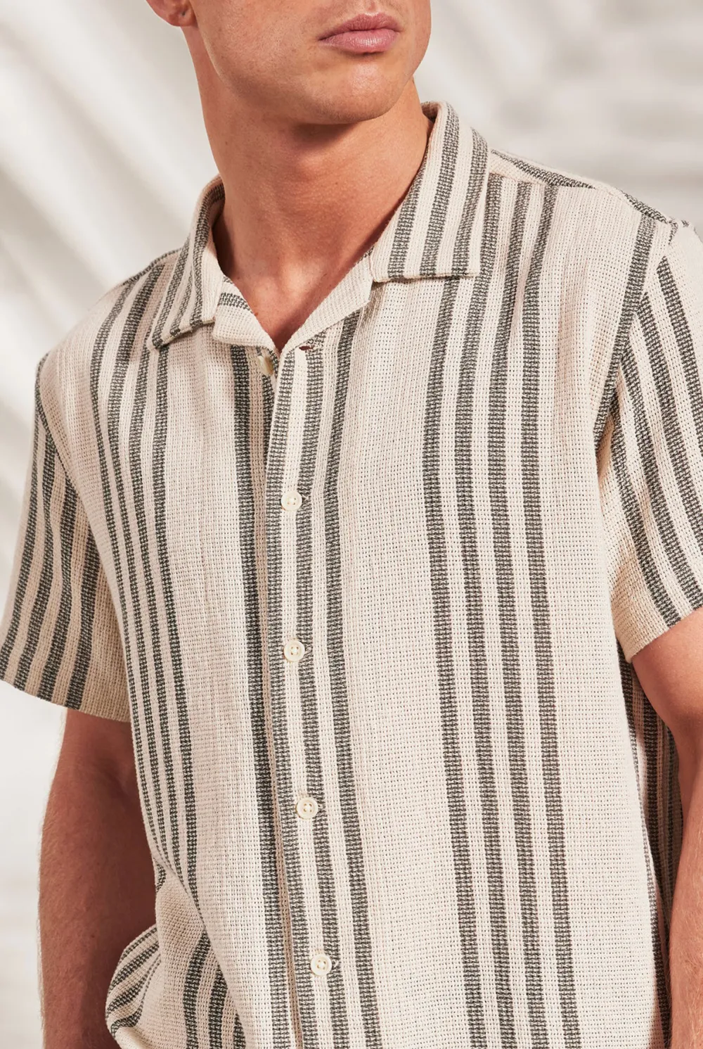Vertical Stripe Short Sleeve Shirt-Seasponge