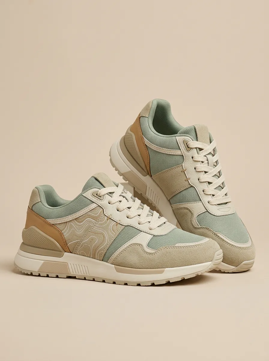 Unisex Casual Outdoor Enthusiast Topographic Map Print Sneakers