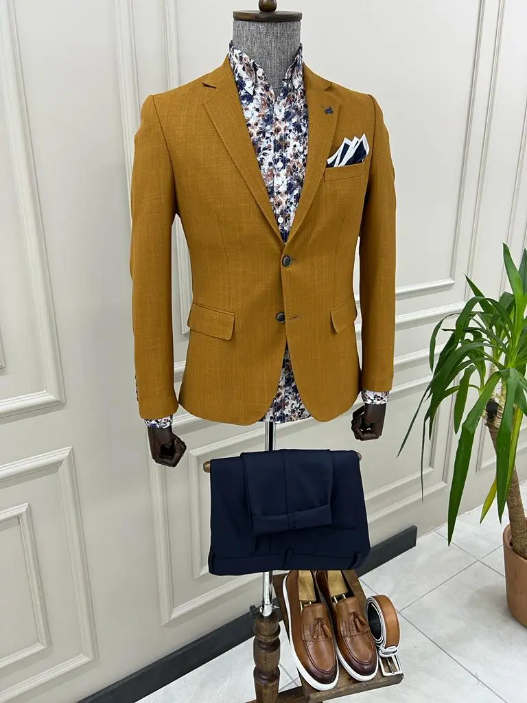 Contemporary Slim Fit Mono Collar Blazer