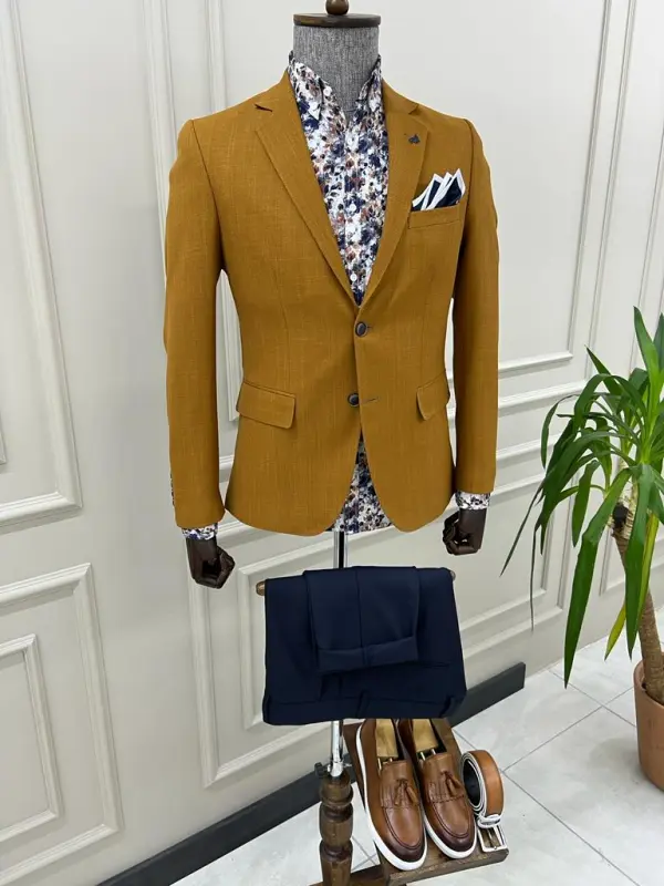 Contemporary Slim Fit Mono Collar Blazer