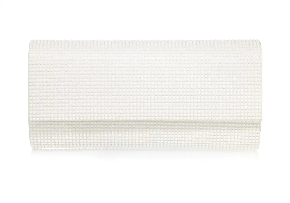 Faceted Pearl Accent Classic Frame Statement Clutch