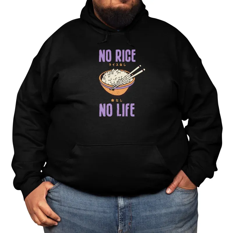 Men's Humorous Rice-Themed Print Hoodie