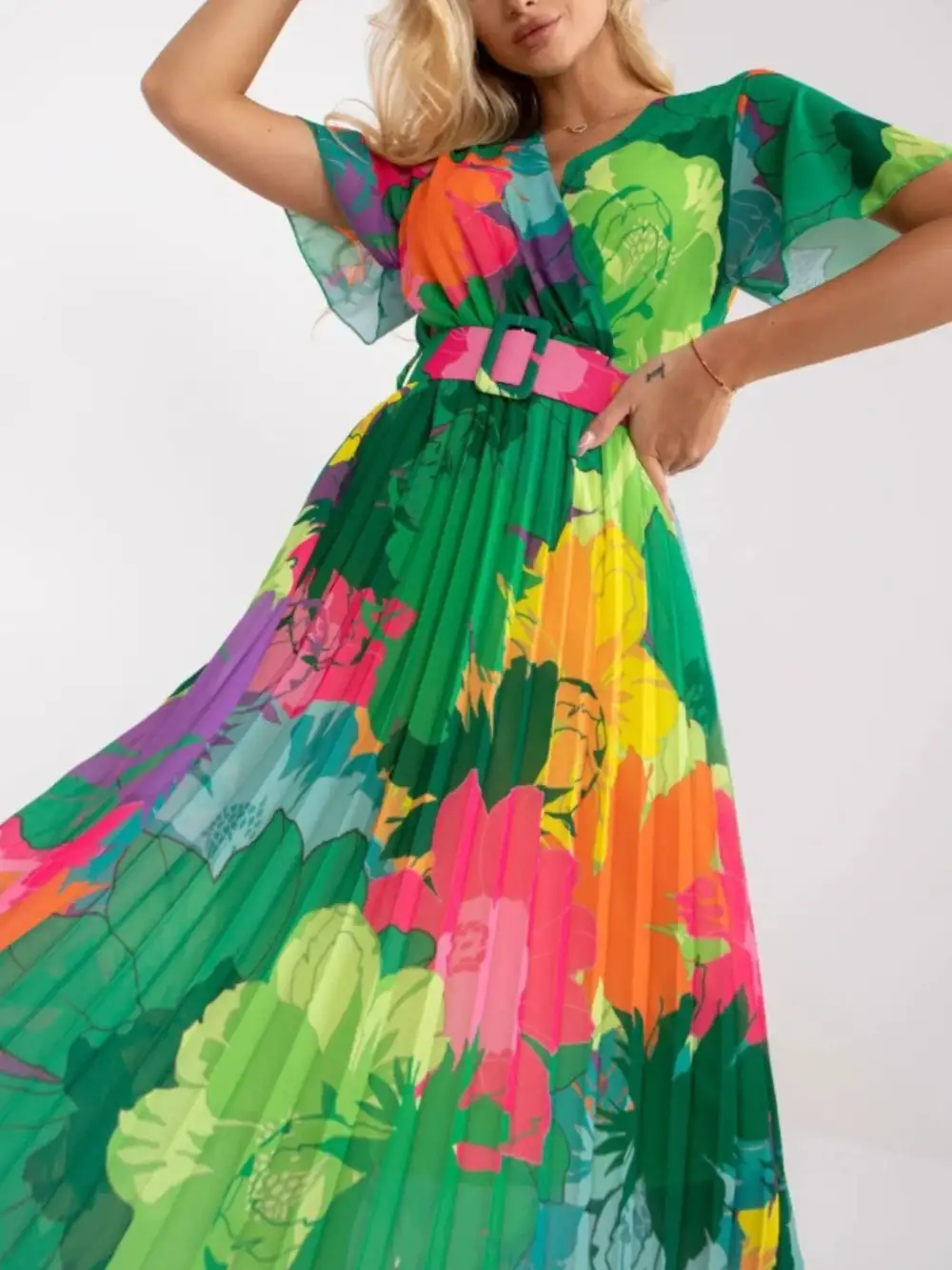 Wrap Printed Midi Dress