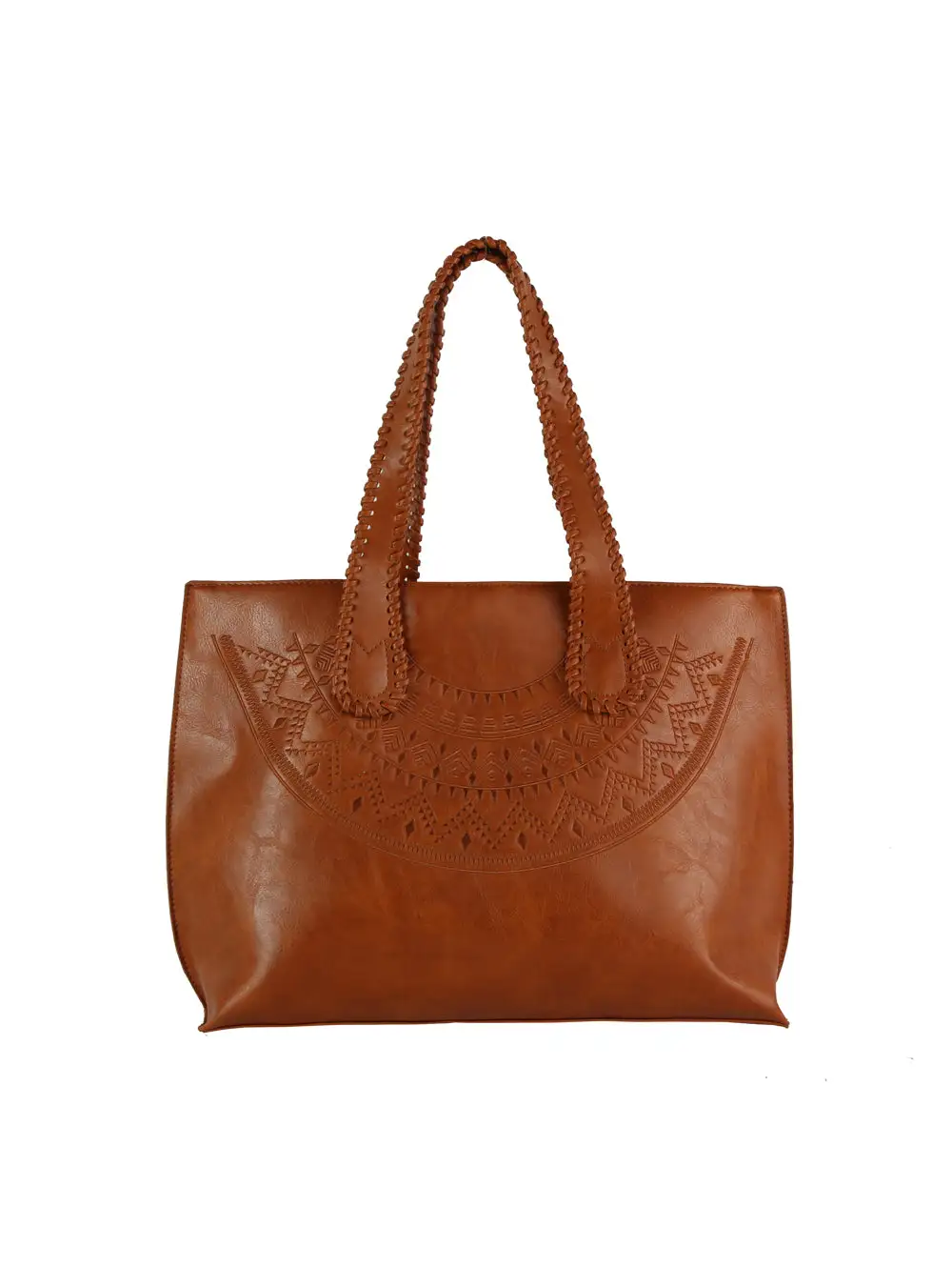Stitched Handle Embossed Tote Bag
