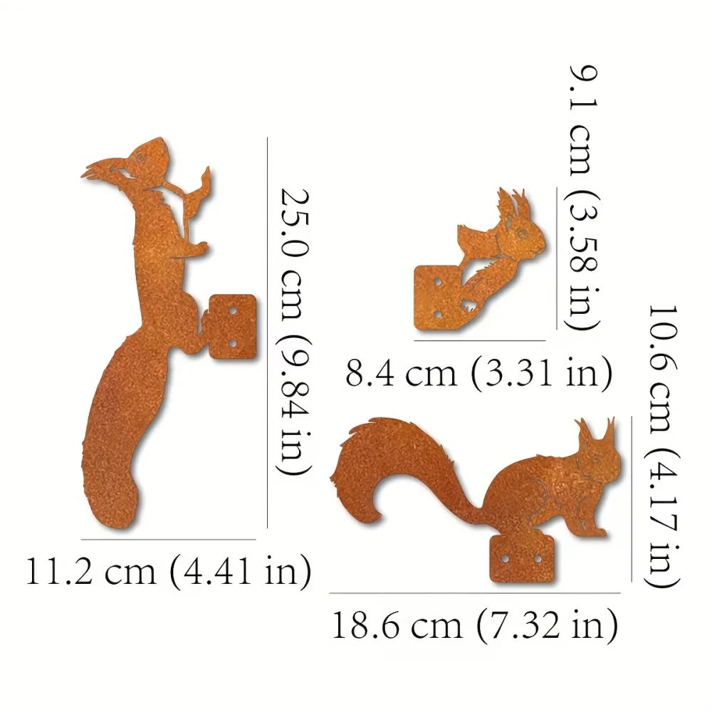 3 Pcs Hanging Squirrel Garden Decor