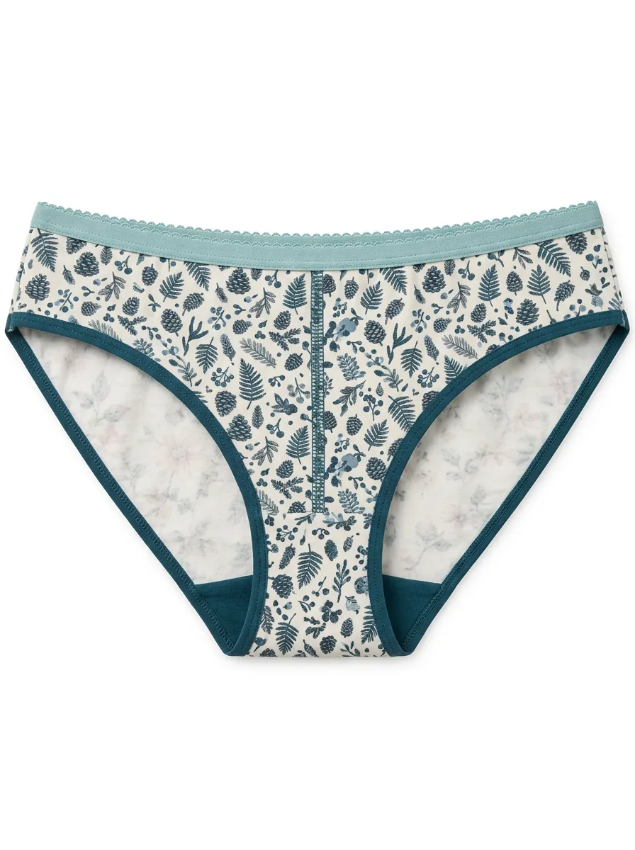 Women's Patterned Panties with Fern Detail