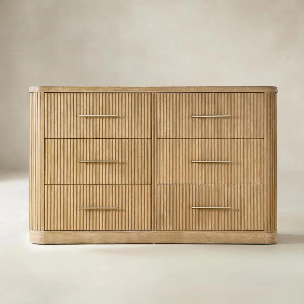 Fluted Wide Drawer Dresser