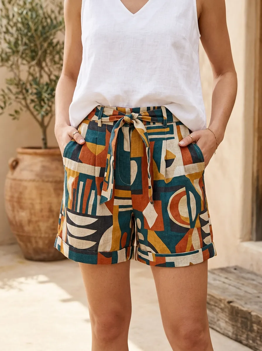 Women's Bohemian Geometric Abstract Printed Shorts