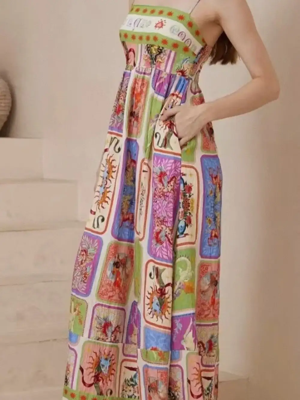 Cami Square-Neck Printed Casual Dress