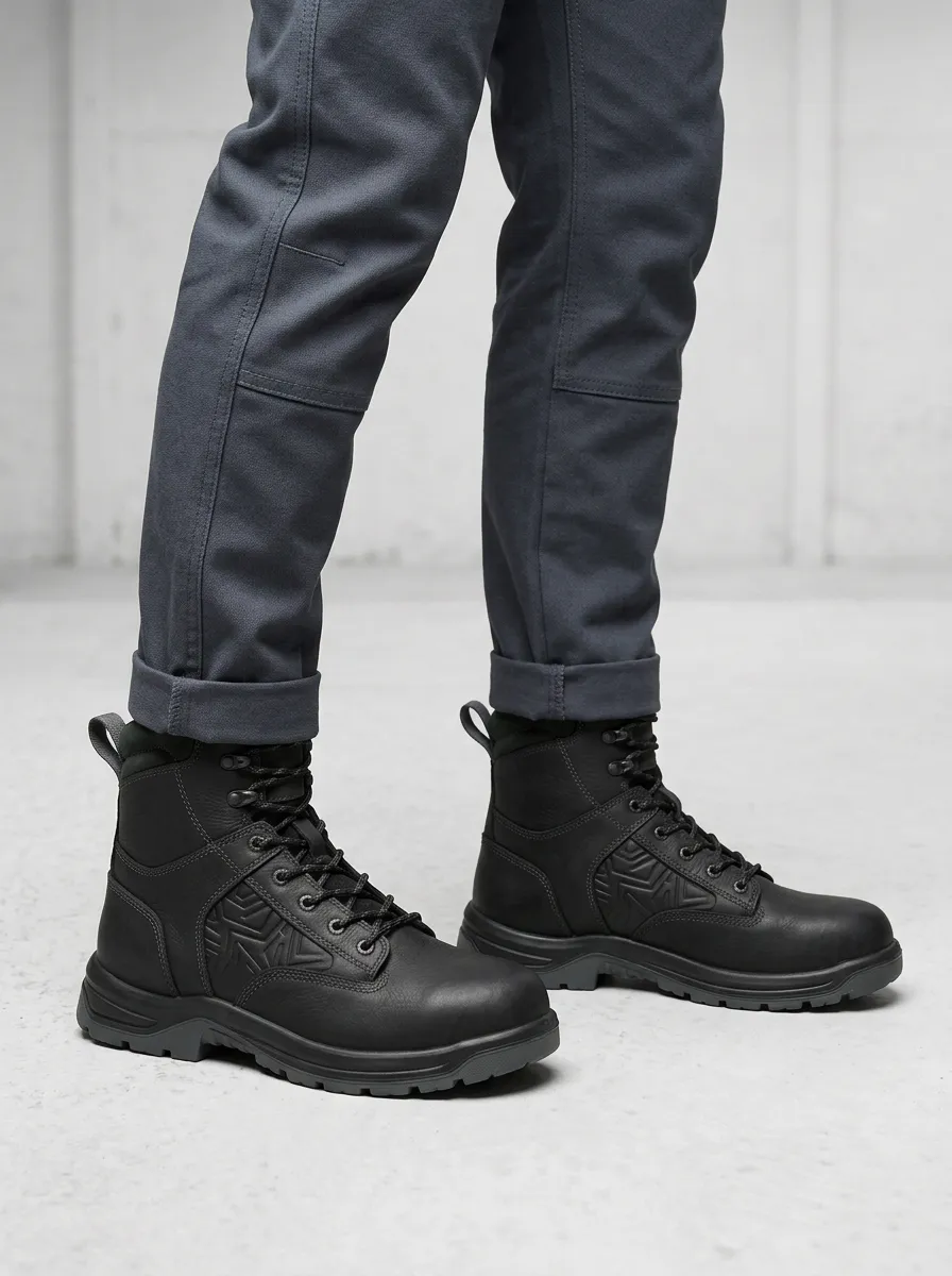 Unisex Geometric Pattern Leather Print Work Boots