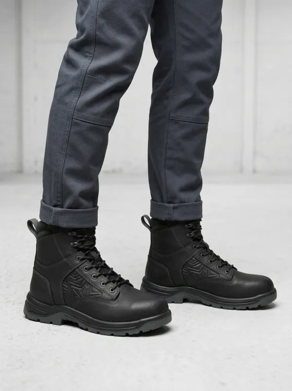 Unisex Geometric Pattern Leather Print Work Boots