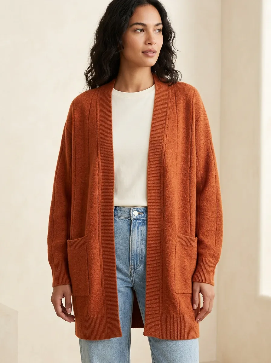Soft Ribbed-Knit Knit Cardigan