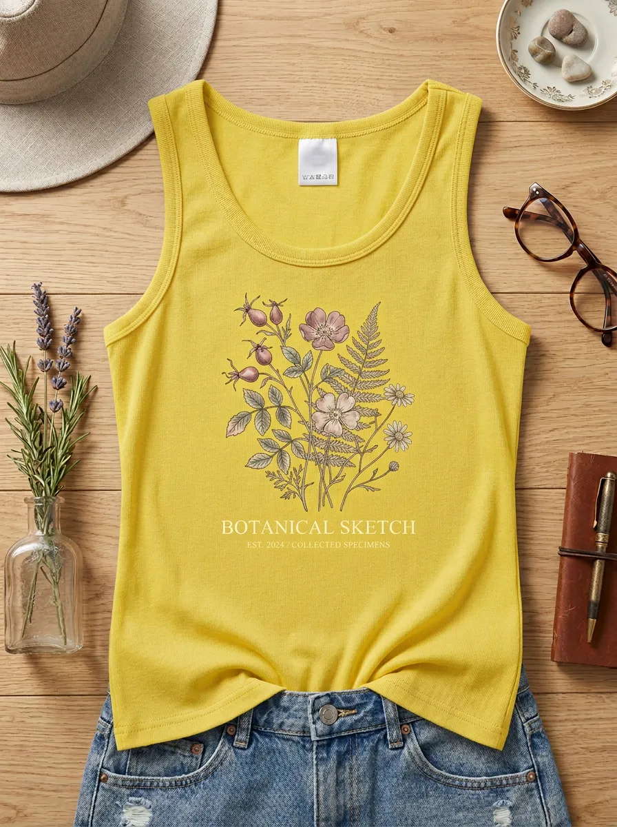 Women's Botanical Nature Lover Wildflower Printed Tank Top