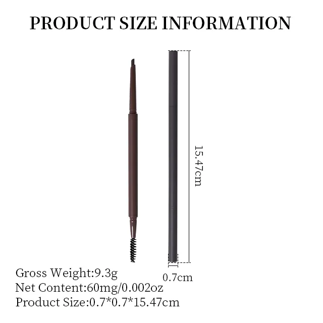 Dual-ended Waterproof super Thin Eye Brow Pencil with brush High Quality 3-color Pink Slim Eyebrow Pencil