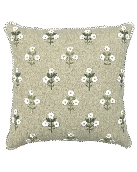 Artisan Detail Floral Cotton Decorative Cushion Cover