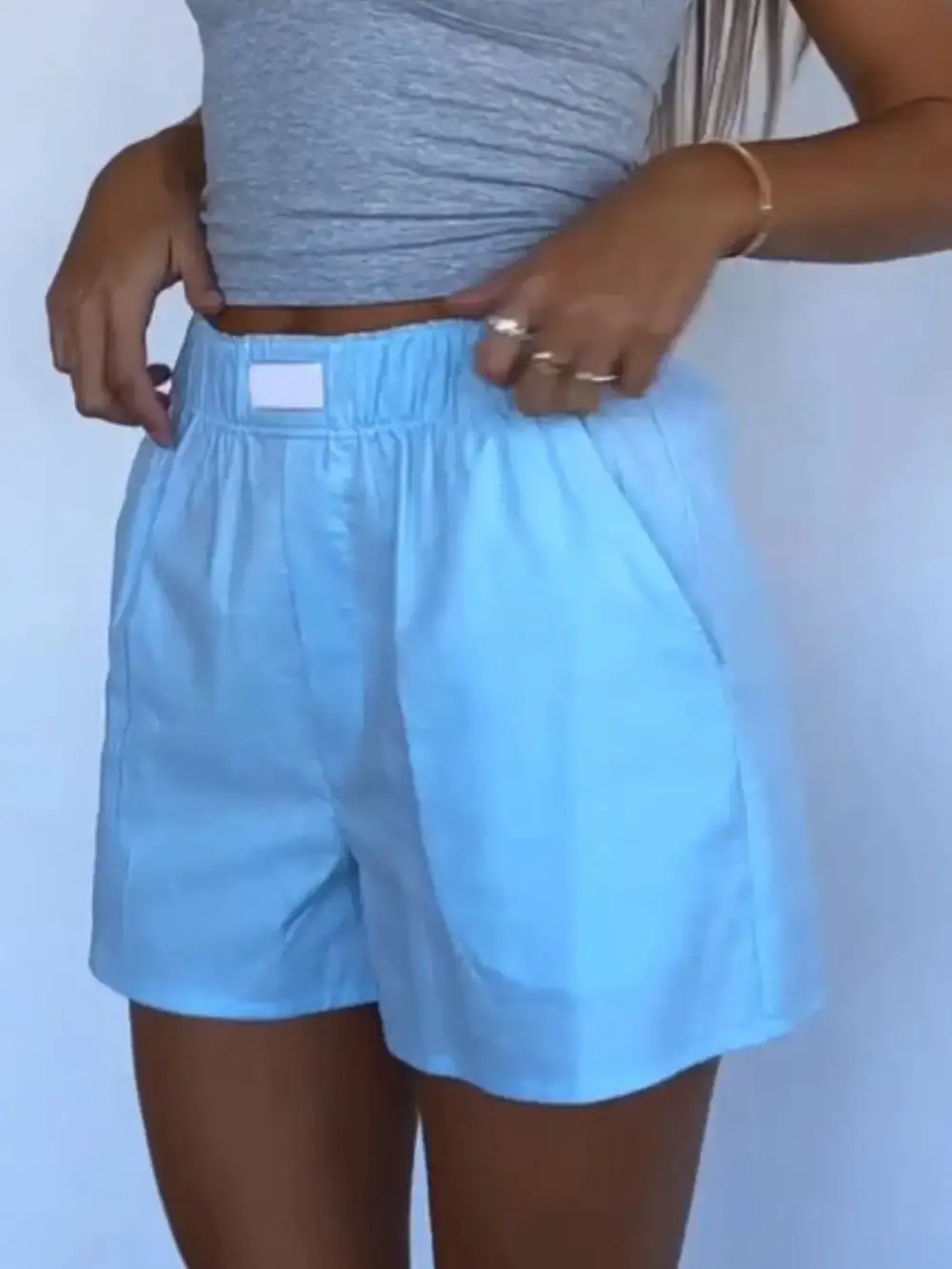 Casual Simple Elastic Waist Shorts